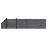 Fence Set 5 pcs 792 x 186 cm WPC and Aluminium Grey 3429405