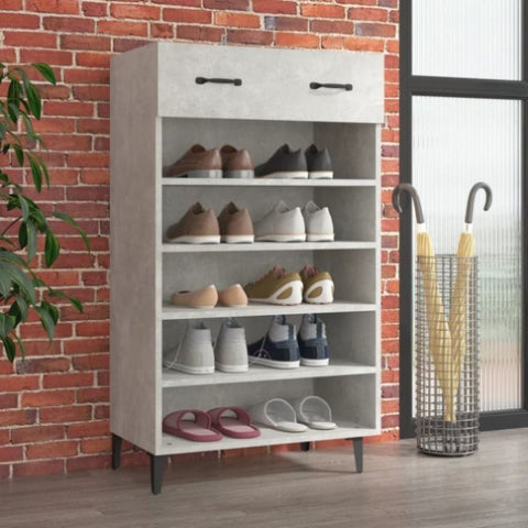 Shoe Cabinet Concrete Grey 60x35x105 cm Engineered Wood 812793