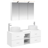 Bathroom Furniture Set 4 pcs White Engineered Wood and Glass 3407015