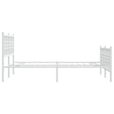 Metal Bed Frame without Mattress with Footboard White 137x190cm 376390