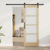 Sliding Door Natural 73.5 x 198.5 cm Solid Pine Wood and Glass 3332323