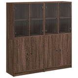 Bookcase with Doors Brown Oak 136x37x142 cm Engineered Wood 3206530