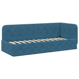 Corner Bed Frame with Headboard Blue 80 x 200 cm Velvet 42016512