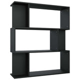 Book Cabinet/Room Divider Black 80x24x96 cm Engineered Wood 800082