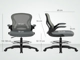 Draughtsman Chair with Flip-up Armrests, Mesh Standing Desk Chair with Lumbar Support and Adjustable T3398P377457