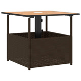 Garden Table with Parasol Hole Brown 55x55x46.5 cm Poly Rattan 364118