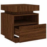 Bedside Cabinets with LED Lights 2 pcs Brown Oak 40x39x48.5 cm 836797