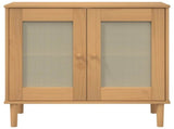 Sideboard SENJA Rattan Look Brown 80x35x80 cm Solid Wood Pine 358031