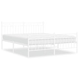 Metal Bed Frame without Mattress with Footboard White 150x200cm 373760