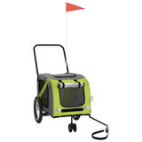 Pet Bike Trailer Green and Grey Oxford Fabric and Iron 93899