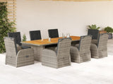 9 Piece Garden Dining Set with Cushions Grey Poly Rattan 3277611