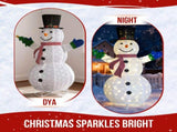 1.7M Lighted Snowman Holding Small Tree Christmas Yard Decorations, Pre-lit Pull Up Snowman with 200 51059356