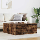 Coffee Table with Drawers Smoked Oak 100x100x40 cm 3328403