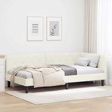 Corner Bed Frame with Headboard Cream 90 x 190 cm Velvet 42016603