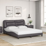 Bed Frame with LED without Mattress "Hvar" Grey 160x200 cm 3213944