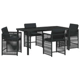 Garden Dining Set 5 pcs Black Poly Rattan 3380775