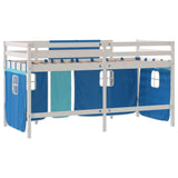 Kids' Loft Bed with Curtains without Mattress Blue 90x190cm 3206977