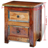 ZNTS Nightstand with 2 Drawers Solid Reclaimed Wood 241643