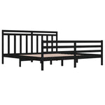 ZNTS \ Bed Frame without Mattress Black 200x200 cm Solid Wood 3105339