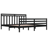 ZNTS \ Bed Frame without Mattress Black 200x200 cm Solid Wood 3105339