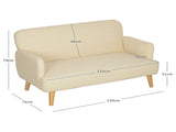 Velvet Feel Fabric 2 Seater Sofa, Small Sofa Loveseat with 21cm Thick Padding and Wood Legs, Cream T3398P344824