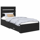 Bed Frame with Drawer Black Oak 90 x 200 cm Engineered Wood 3412013