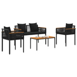 Outdoor Furniture Set with Cushion 4 pcs Black Poly Rattan 42025225