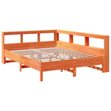 Bookcase Bed without Mattress Wax Brown 135x190 cm Solid Wood Pine 3324438