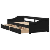Day Bed with 2 Drawers without Mattress IRUN Black 90x200 cm 3314680