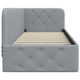 Corner Bed Frame with Headboard Light Grey 80 x 200 cm Fabric 42016479