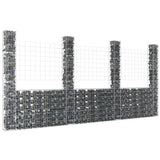 U-shape Gabion Basket with 4 Posts Iron 380x20x200 cm 151291