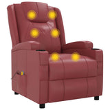 Massage Chair Wine Red Faux Leather 321315