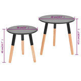 Side Table Set of 2 Black Solid pinewood legs, MDF top Small 244735