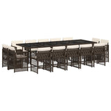 15 Piece Garden Dining Set with Cushions Brown Poly Rattan 3211053