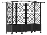 Raised Bed with Trellis and Roof Black 163 x 40 x 144 cm PP 3423109