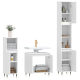 ZNTS 3 Piece Bathroom Cabinet Set White Engineered Wood 3187781