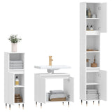 3 Piece Bathroom Cabinet Set White Engineered Wood 3187781