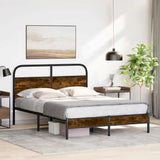 Bed Frame Without Mattress 140x200 cm Smoked Oak Engineered Wood 4100357