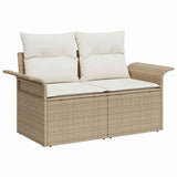 Garden Sofa with Cushion Beige 141 x 62 x 69cm Poly Rattan 42006706