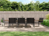 9 Piece Garden Dining Set Black Textilene and Steel 3187040