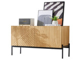 Modern Sideboard Cabinet with 2 Doors and Metal Legs, Buffet Storage Cabinet with Line Design, N896P457078W