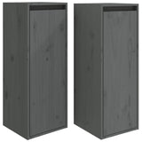 Wall Cabinets 2 pcs Grey 30x30x80 cm Solid Wood Pine 813500