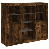 Sideboards with LED Lights 3 pcs Smoked Oak Engineered Wood 3209125
