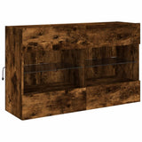 TV Wall Cabinet with LED Lights Smoked Oak 98,5x30x60,5 cm 837110