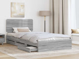 Bed Frame with Drawer Grey Sonoma 75 x 190 cm Engineer Wood 3412649