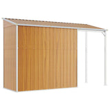 Garden Shed with Extended Roof Light Brown 277x107x181cm Steel 364528
