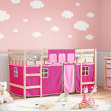 Kids' Loft Bed with Curtains without Mattress Pink 80x200cm 3206957