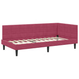 Corner Bed Frame with Headboard Wine red 90 x 200 cm Velvet 42016432