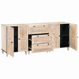 Sideboard 3 pcs White 180 x 33.5 x 75 cm Solid mango wood 3310071
