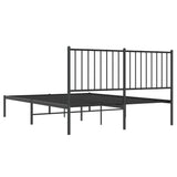 Metal Bed Frame without Mattress with Headboard Black 140x190cm 350864
